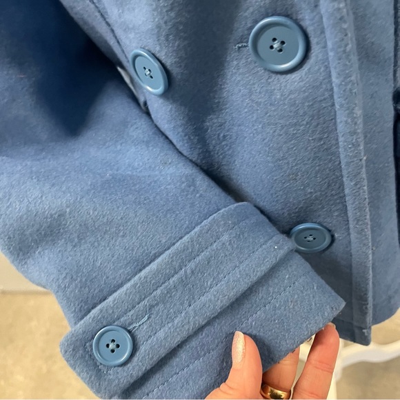 Old Navy Double Breasted Wool Blend Blue Pea Coat Small - Picture 7 of 8